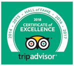 Tripadvisor 2018 certificate of excellence.
